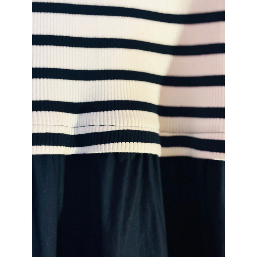 Ellen Tracy Navy White Striped Maxi Dress Sleeveless Nautical ETWS5166 Pockets - Picture 3 of 6